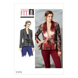 1574 VOGUE BETZINA LOOSE LINED SHAWL COLLAR PRINCESS JACKET PATTERN ABC-GHIJ NEW